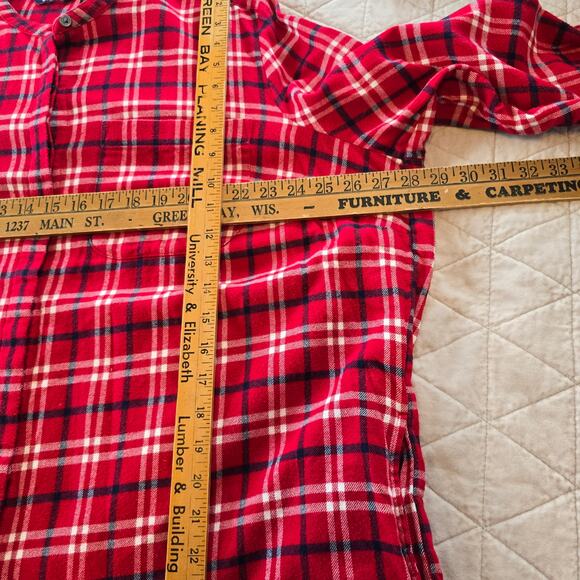 Lands End Tunic Top Women's 2X Red Plaid Flannel Pockets Winter Wardrobe Casual - Picture 9 of 10